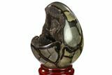 Septarian Dragon Egg Geode - Black Crystals #137906-3